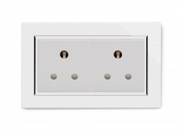 Crystal CT Double 15A Round Pin Socket White
